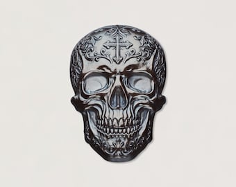 Gemina Baroque Cross Skull Impression Die | Steel Shot Plates | Jewellery Tools | Shot Plates for Jewellers, Silversmiths, Jewelry Makers