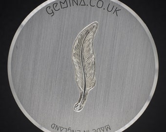 Gemina Hand-Engraved Left Feather Impression Die  | Steel Shot Plates | Jewellery Tool | Impression Dies for Silversmiths & Jewelry Makers