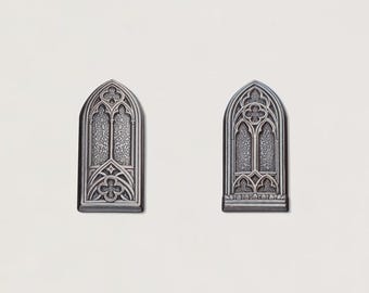 Gemina Gothic Church Windows 2 Duo Shot Plate | Steel Shot Plate Jewellery Tool | Impression Die for Jewellers, Silversmiths, Jewelry Makers