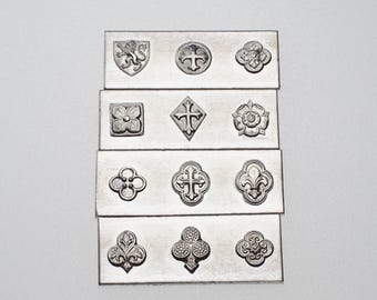 Gemina Medieval Motifs - Tiny 12 Shot Plate | Steel Shot Plate | Gemina Jewelry Making Tool | Impression Dies for Jewellers and Silversmiths