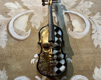 Venice Mask, Venetian Violin, Original handmade mask