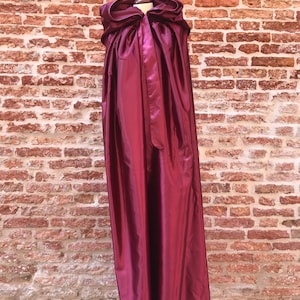 Red Satin Cape with Hood for Women - Hand Made