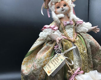 ヴィンテージのフランス製磁器人形、ビクトリア朝の女性の置物、彼女へ