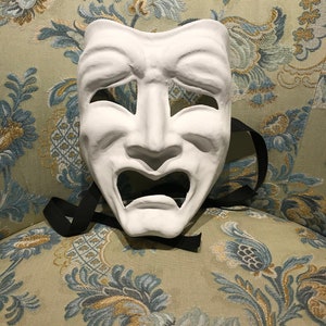 Venetian Mask, White Tragic Mask To Paint
