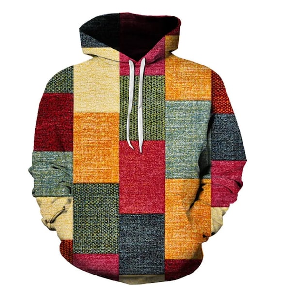 Carrés patchwork sweat à capuche nouvelle taille personnalisée sweat à capuche tissu hiver été unisexe Hoodie