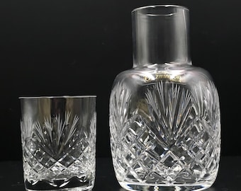 Zawiercie Monica-3 Crystal Bedside Carafe & Tumbler Set 750ml Cut Glass Decanter Large