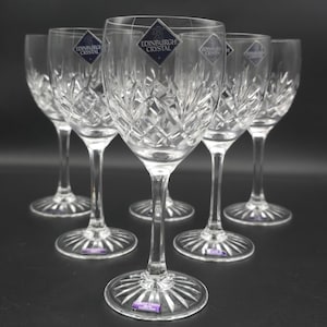 Set of 6 large Edinburgh Crystal Tay Pattern large Crystal wine glasses 275ml