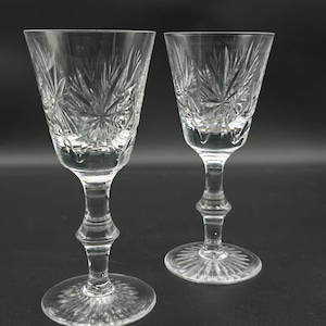 Tall pair of Edinburgh Crystal Star of Edinburgh Sherry glasses. 135ml