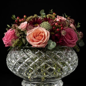 Vintage Crystal Rose Bowl Vase - Etsy