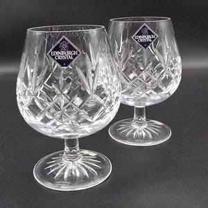 Pair of Edinburgh Crystal Lomond Pattern Crystal Brandy glasses 12oz