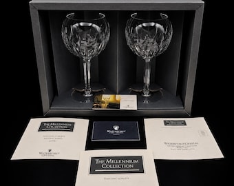 Waterford Crystal Millennium Collection Love Toast Goblets Pair Boxed Vintage Gift Set 500ml