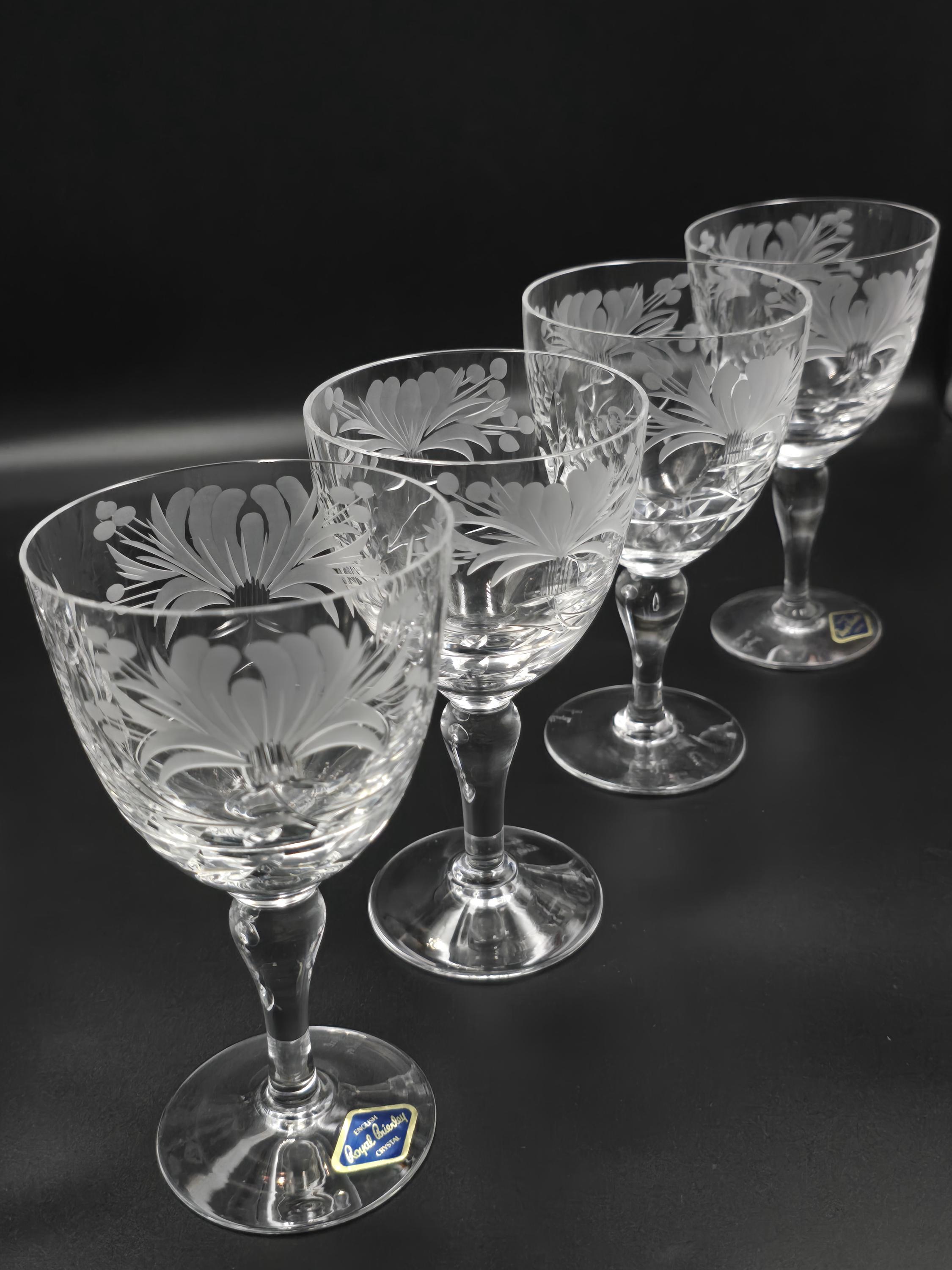 Royal Brierley Crystal Wine Glasses (set of 4) – Etched 