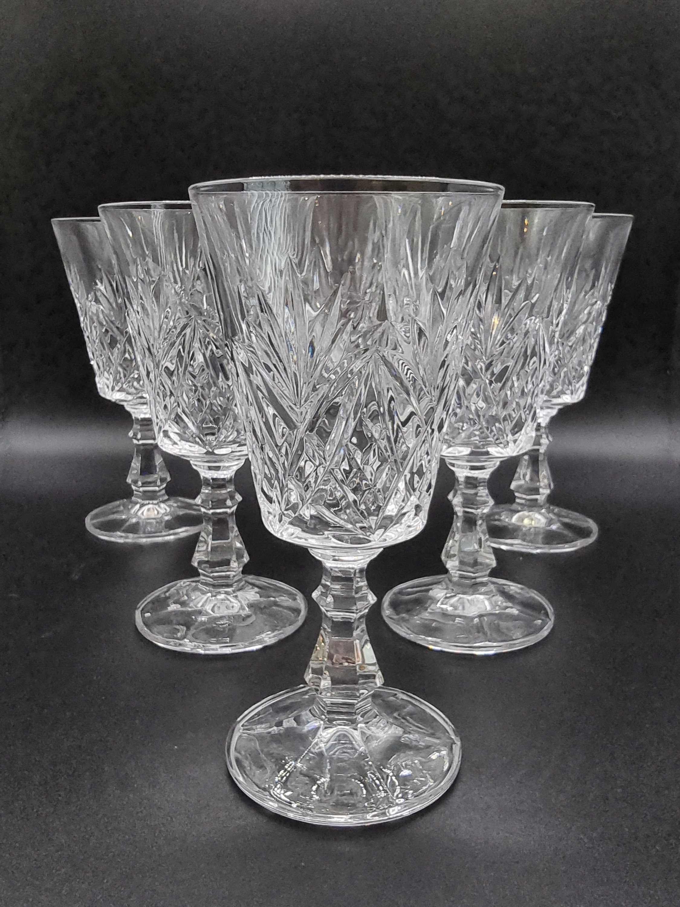 Beautiful Set of 6 Crystal Water Goblets “Fascination” By Cristal
