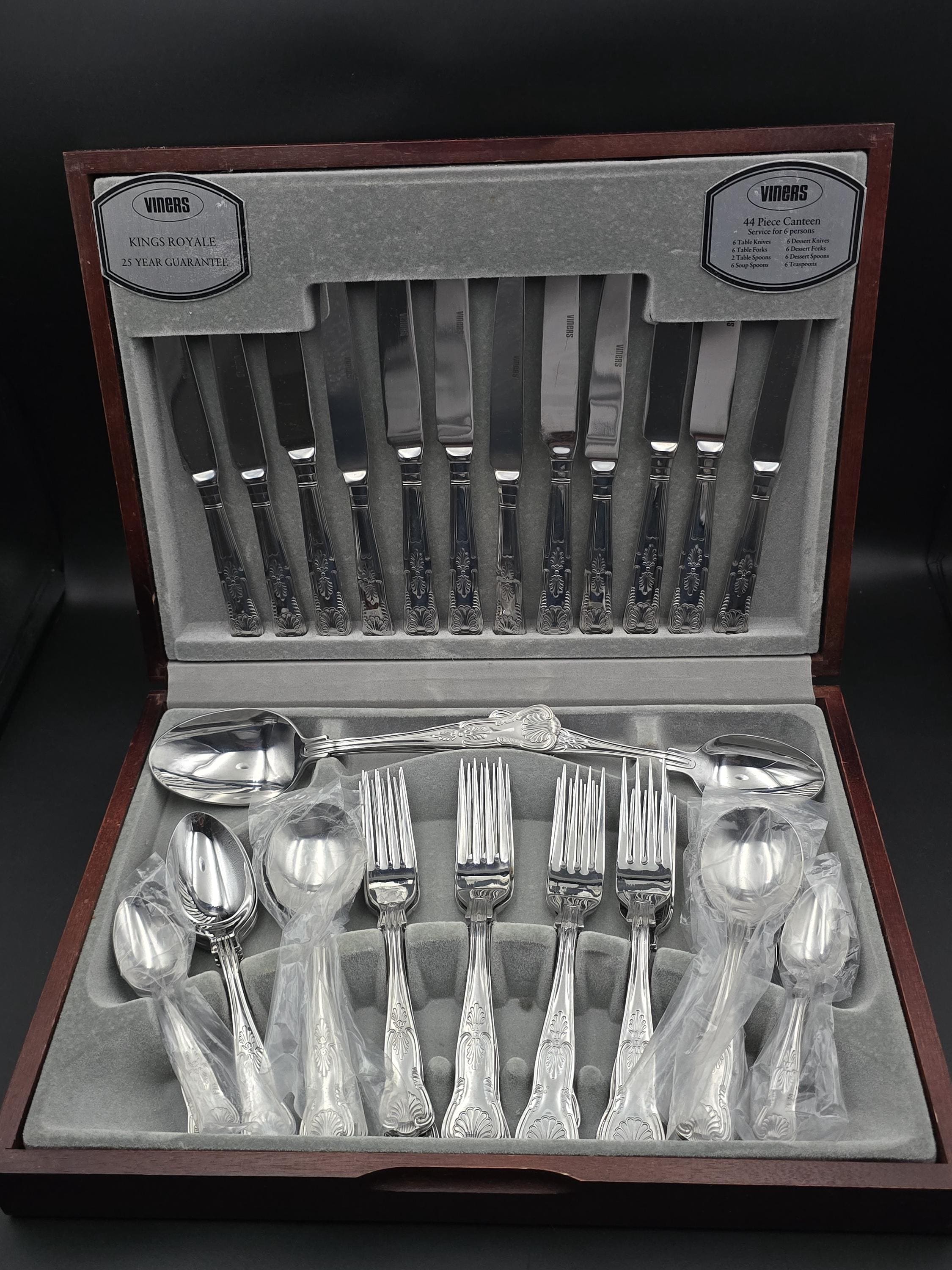 Viners Kings Royale Silver Plated Cutlery Set: Rosewood Canteen
