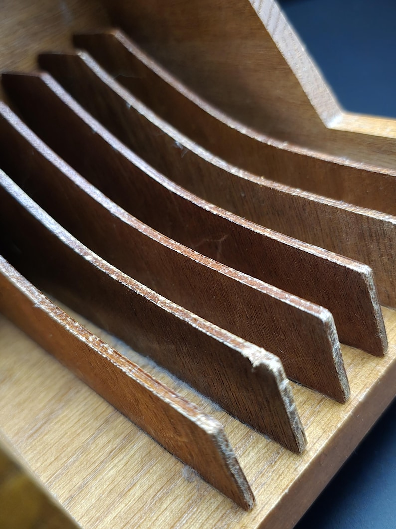 Vintage Wooden Rotating CD Rack Teak Style Carousel Desk Storage 28 ...