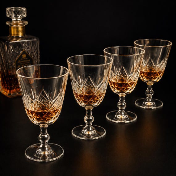 Stuart Crystal Canterbury Sherry Glasses – Set of 4 Vintage Cut