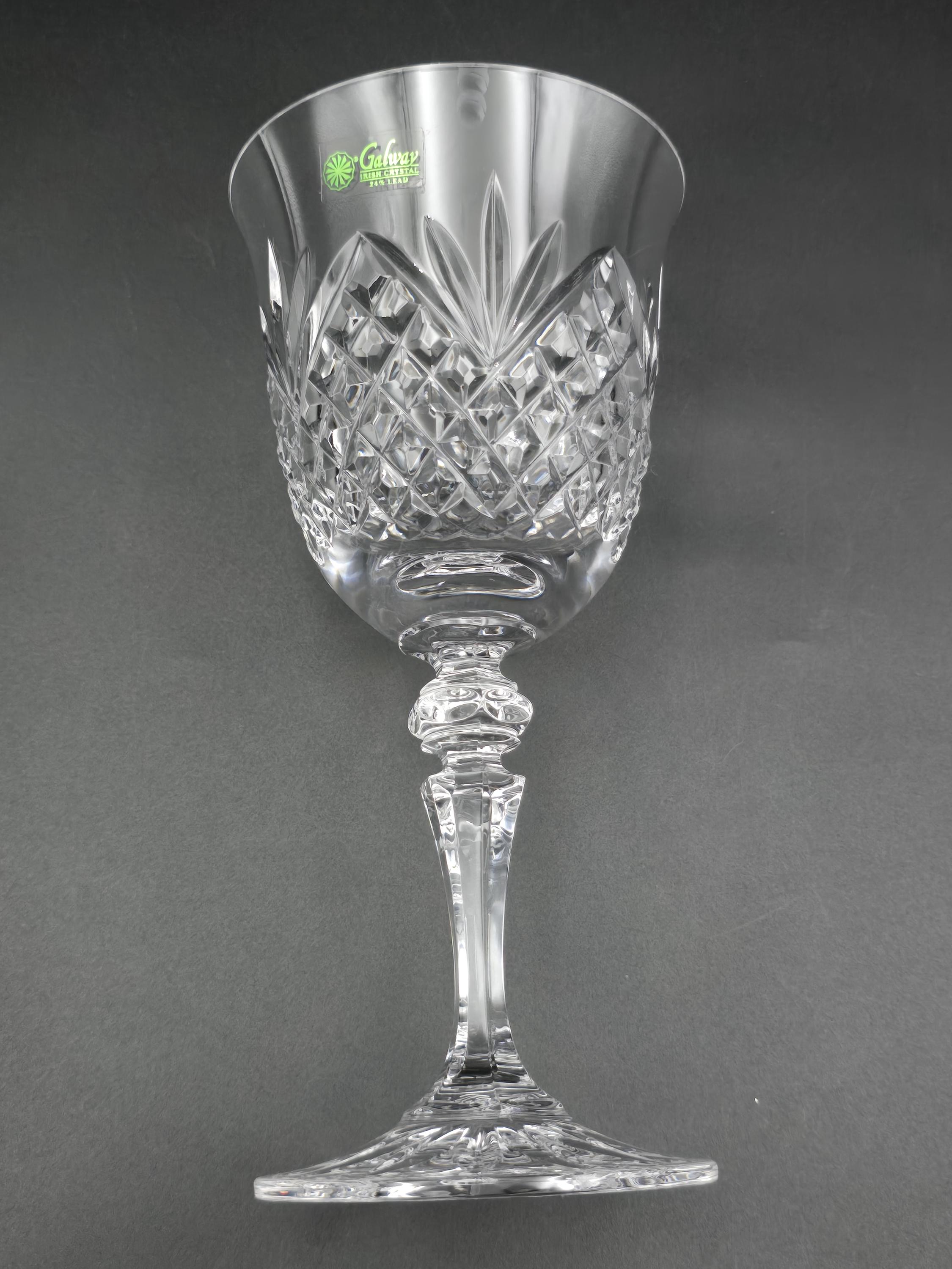 Galway Irish Crystal Clifden Water Goblet, 350ml, 19.5cm, Original
