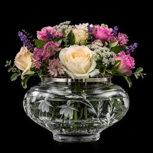 Vintage Crystal Rose Bowl Vase - Etsy