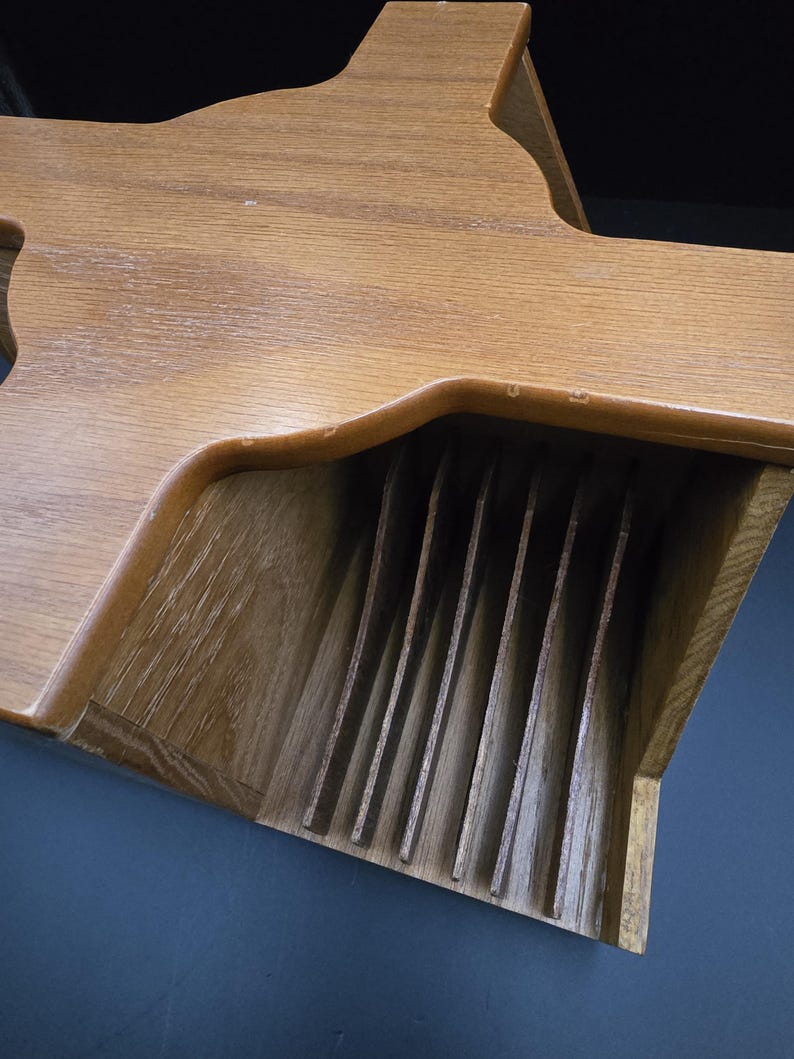 Vintage Wooden Rotating CD Rack Teak Style Carousel Desk Storage 28 ...