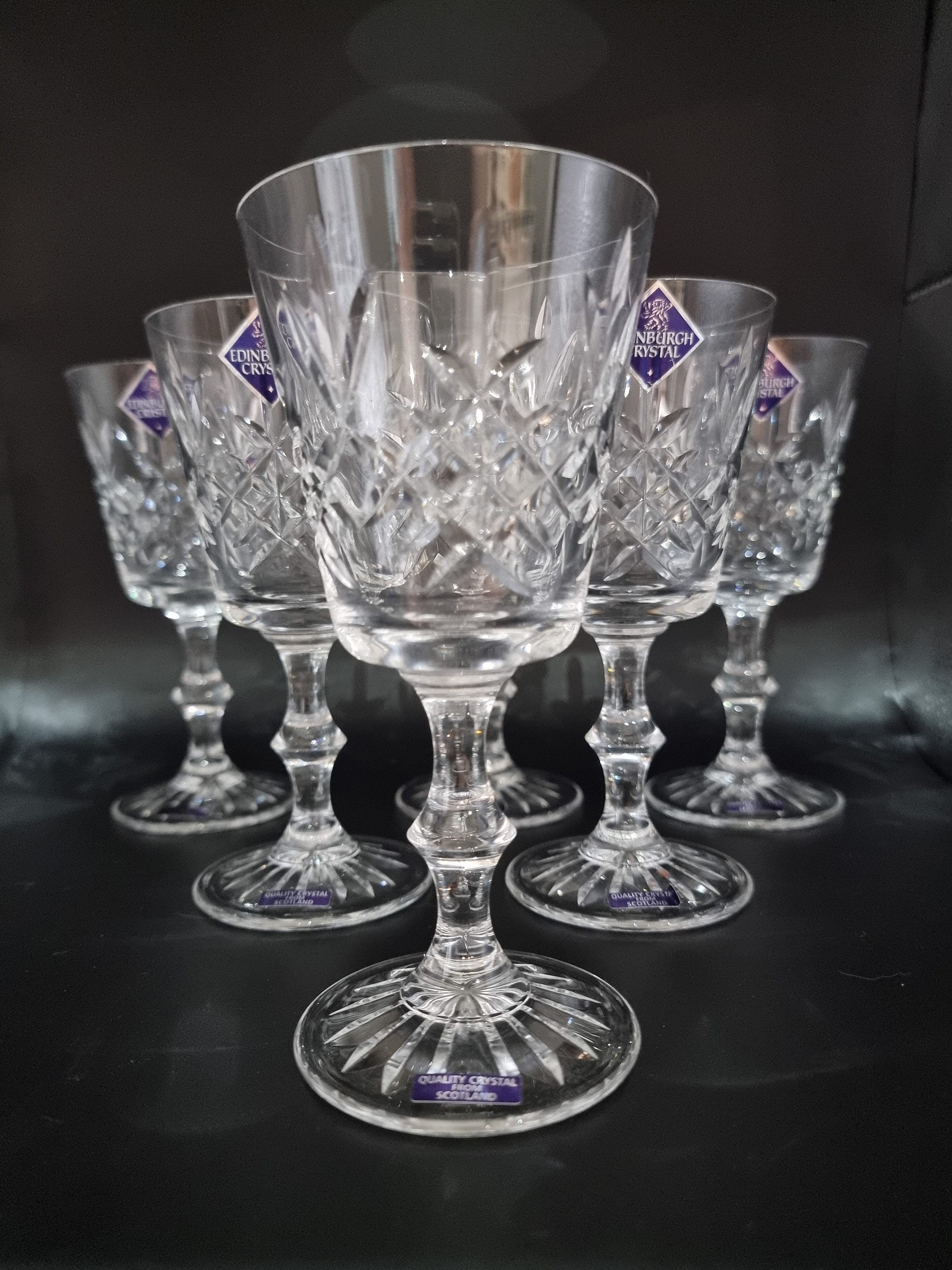 Edinburgh Crystal Lomond Pattern, Stunning Vintage Set of 6 Wine Glasses. Etsy UK