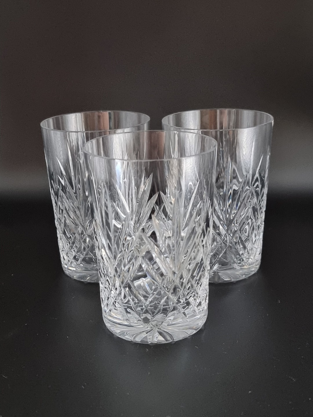 Trio of Crystal Glass Tumblers Etsy UK
