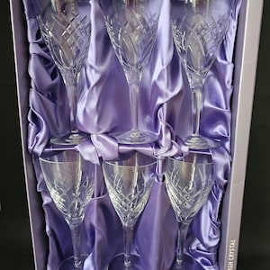 Edinburgh Crystal set of 6 Torrent Large Crystal Wine glasses. 300ml Boxed