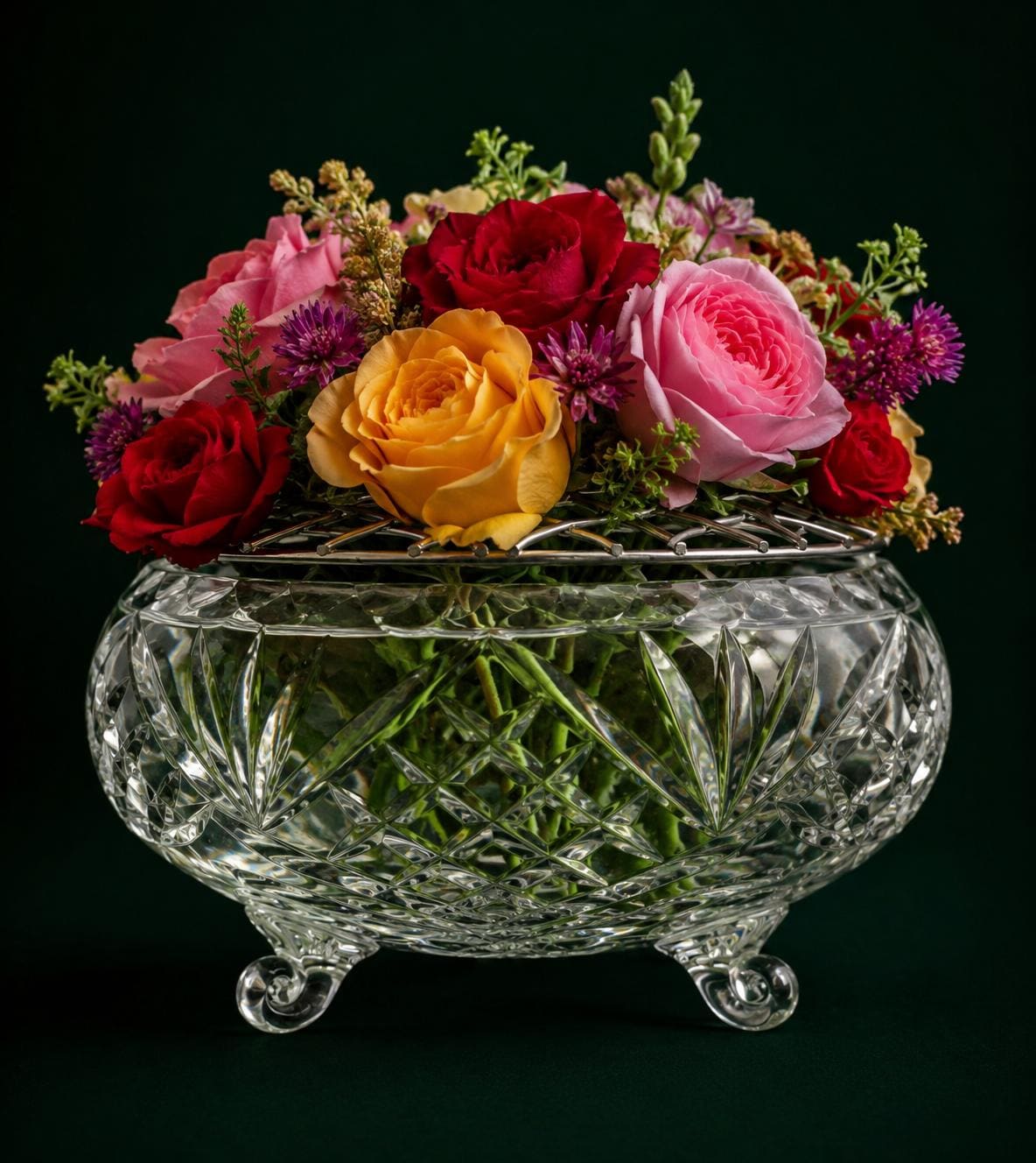 Vintage Crystal Rose Bowl Vase - Etsy