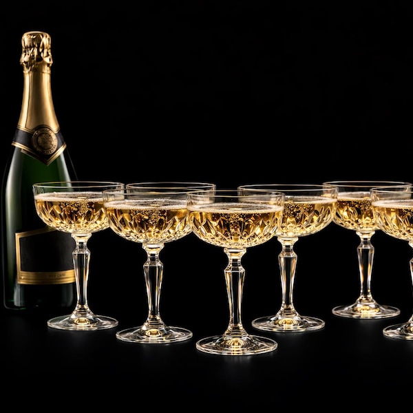 Vintage Champagne Coupe Set of 6, Elegant Glassware, 275ml
