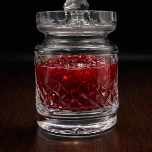 Vintage Waterford Crystal Jam Jar with Lid & Spoon – Star-Cut Base, 12cm