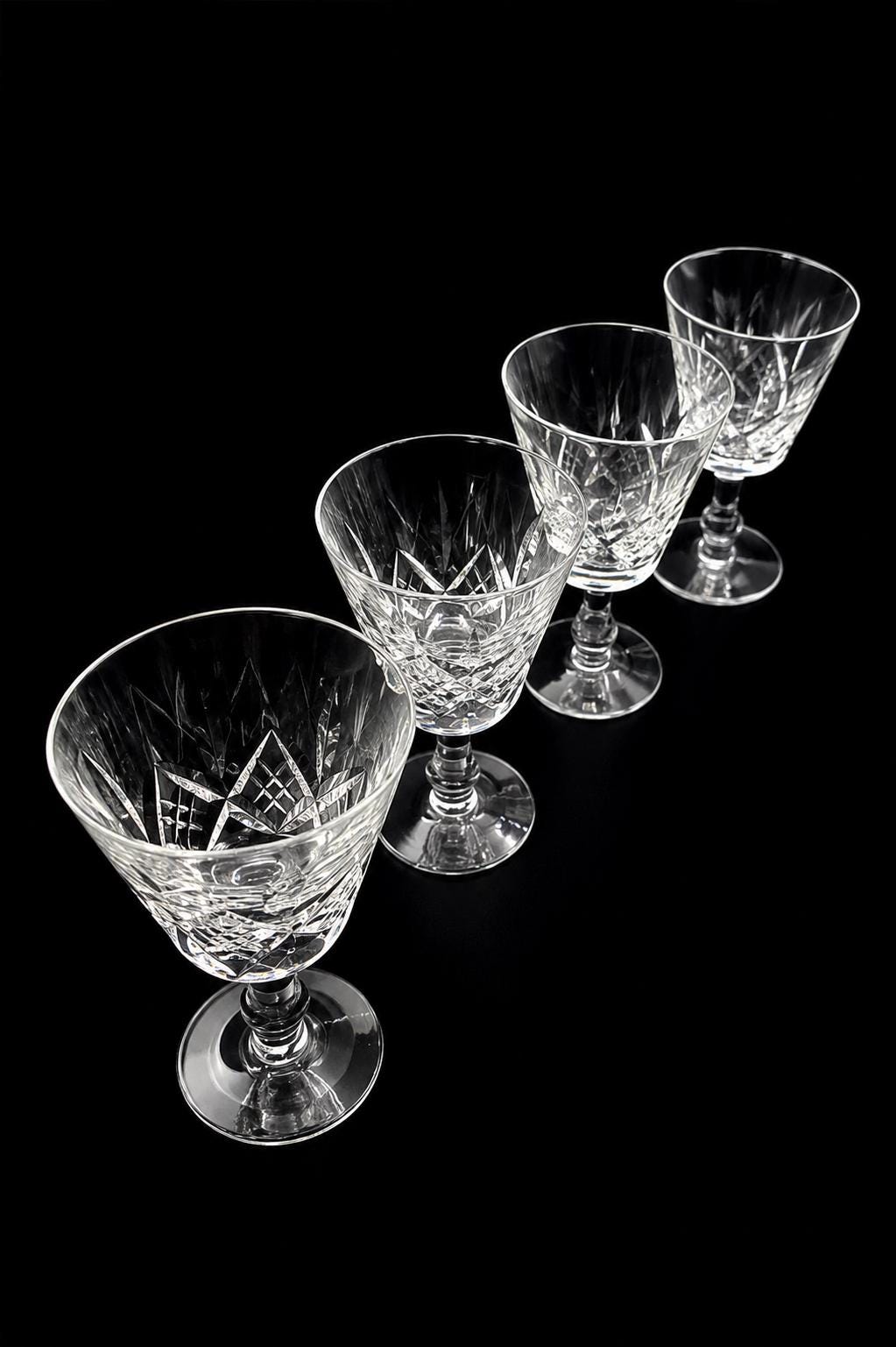 Stuart Crystal Canterbury Sherry Glasses – Set of 4 Vintage Cut