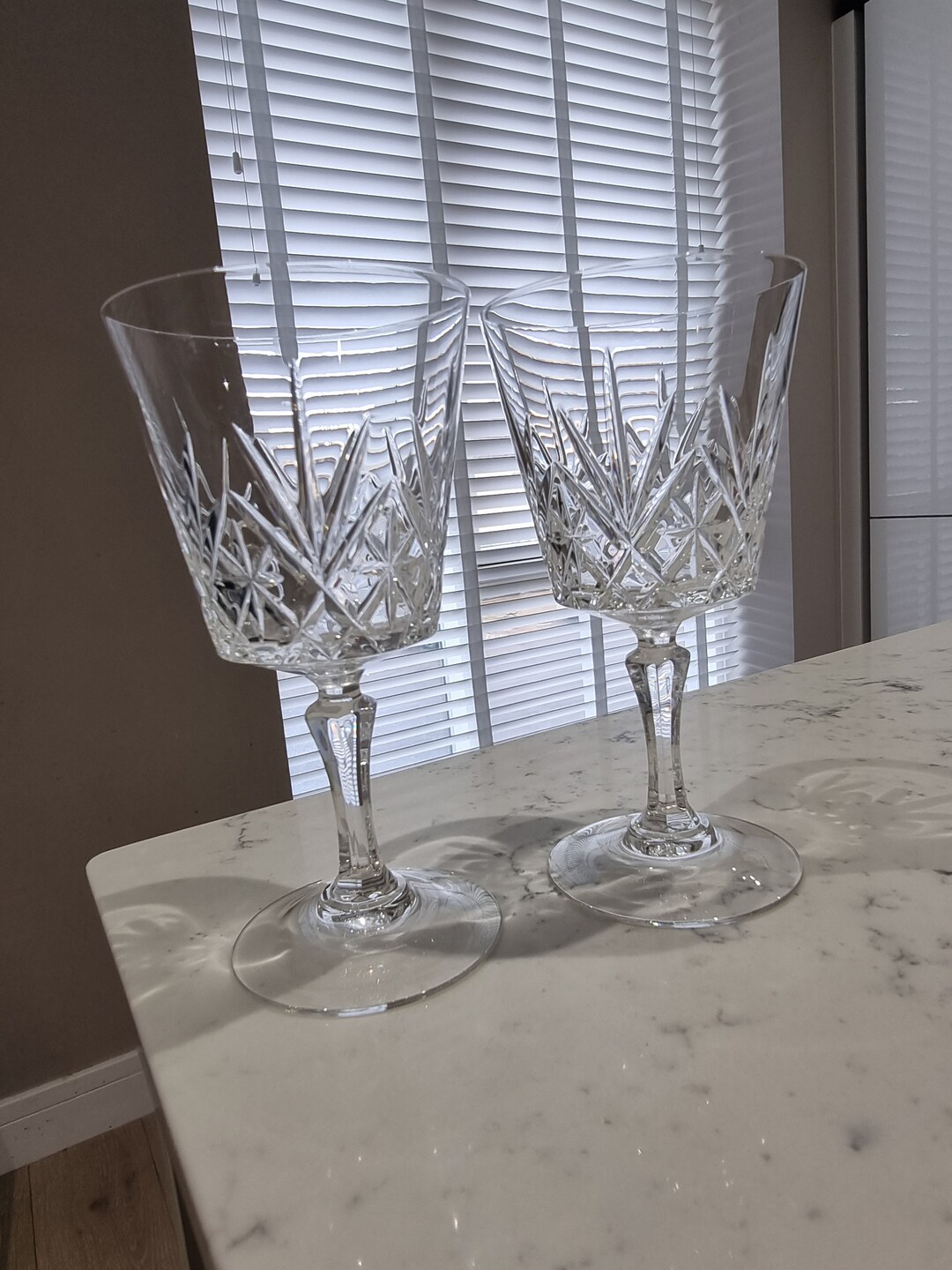 Beautiful Pair of Large Crystal Wine Glasses Etsy UK