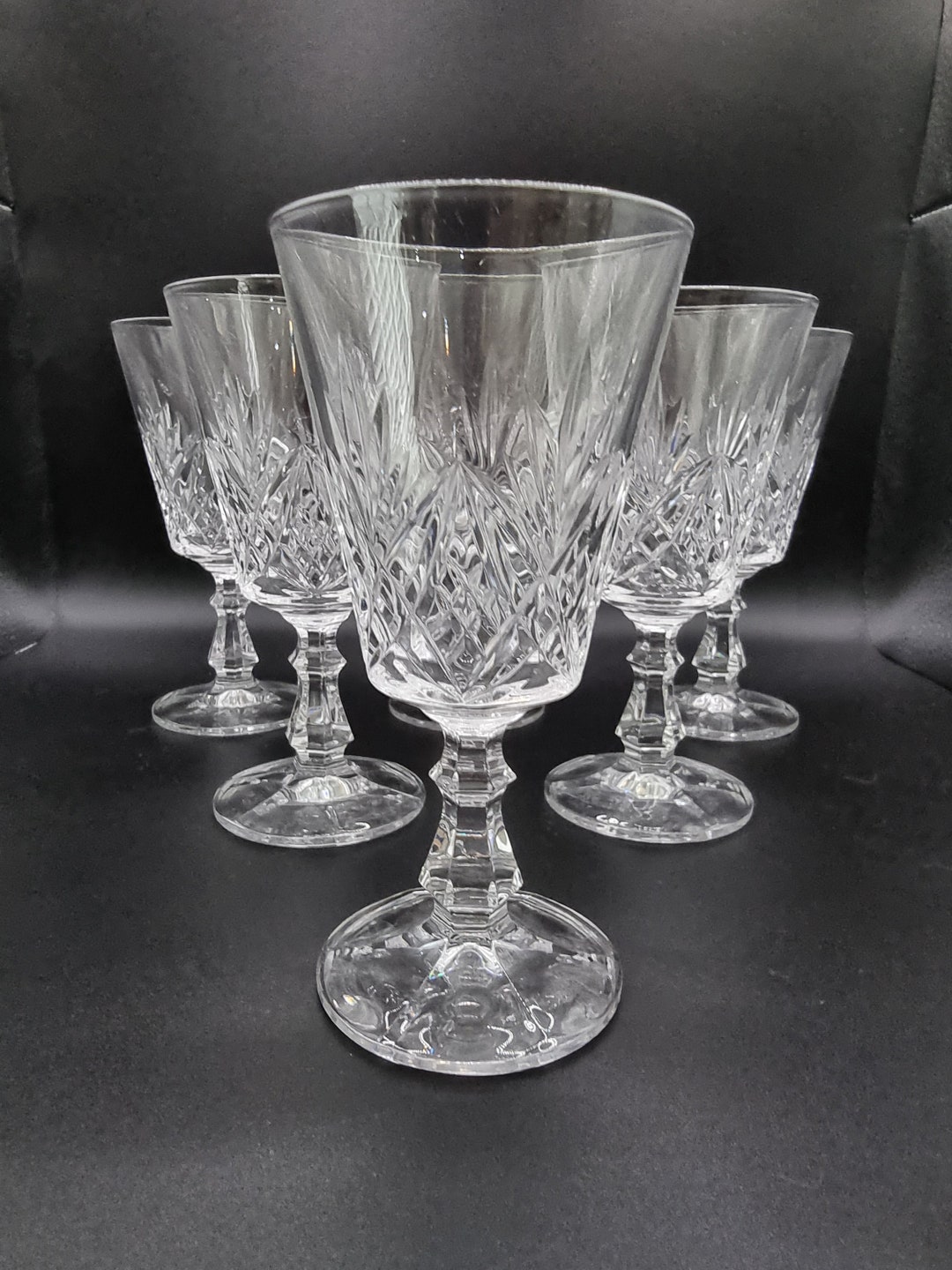 Set of 6 Small Crystal Wine Glasses Etsy