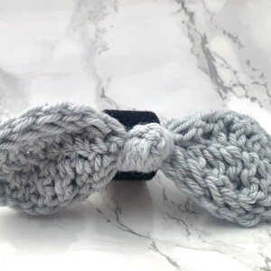 Crochet Collar Dog bow tie with Velcro Grijs