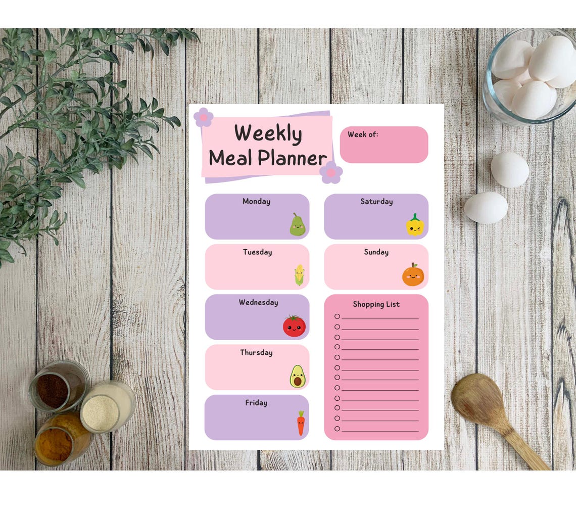 Weekly Meal Planner - Printable - Etsy