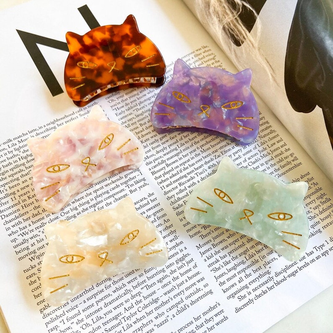 Cute Cat Hair Claw Resin Marble Cat Shaped Hair Clip Cute Etsy UK