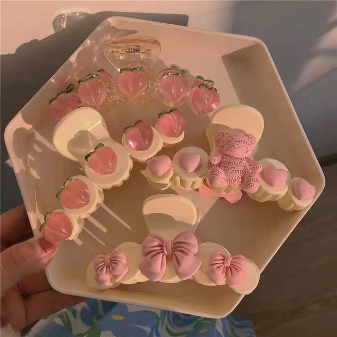 Ins Style Hair Card Cartoon Hair Accessories Cute Peach Etsy