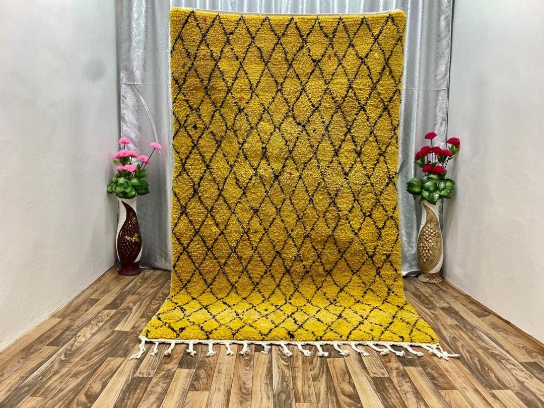 Moroccan Rug Yellow Custom Made Rugs Yellow Wool Rug Custom Etsy