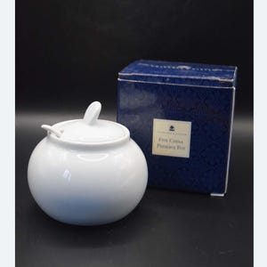 Rare Vintage Crabtree & Evelyn Bone China Jam Preserve Pot with Spoon