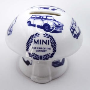 RARE tirelire vintage Mini Cooper en céramique pour voiture classique 3,25 po. de haut