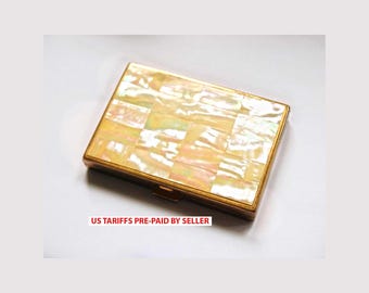 1950s Vintage AGME Swiss Mother of Pearl Powder Compact/Mirror/Make Up Case