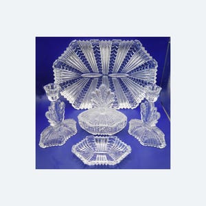 Vintage Art Deco sminkbordsset i klarglas | Sminkbordsset ca 1920-talet