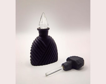 Vintage Art Deco Stil schwarze Glas Parfüm Flasche mit klarem Stopfen und Dauber