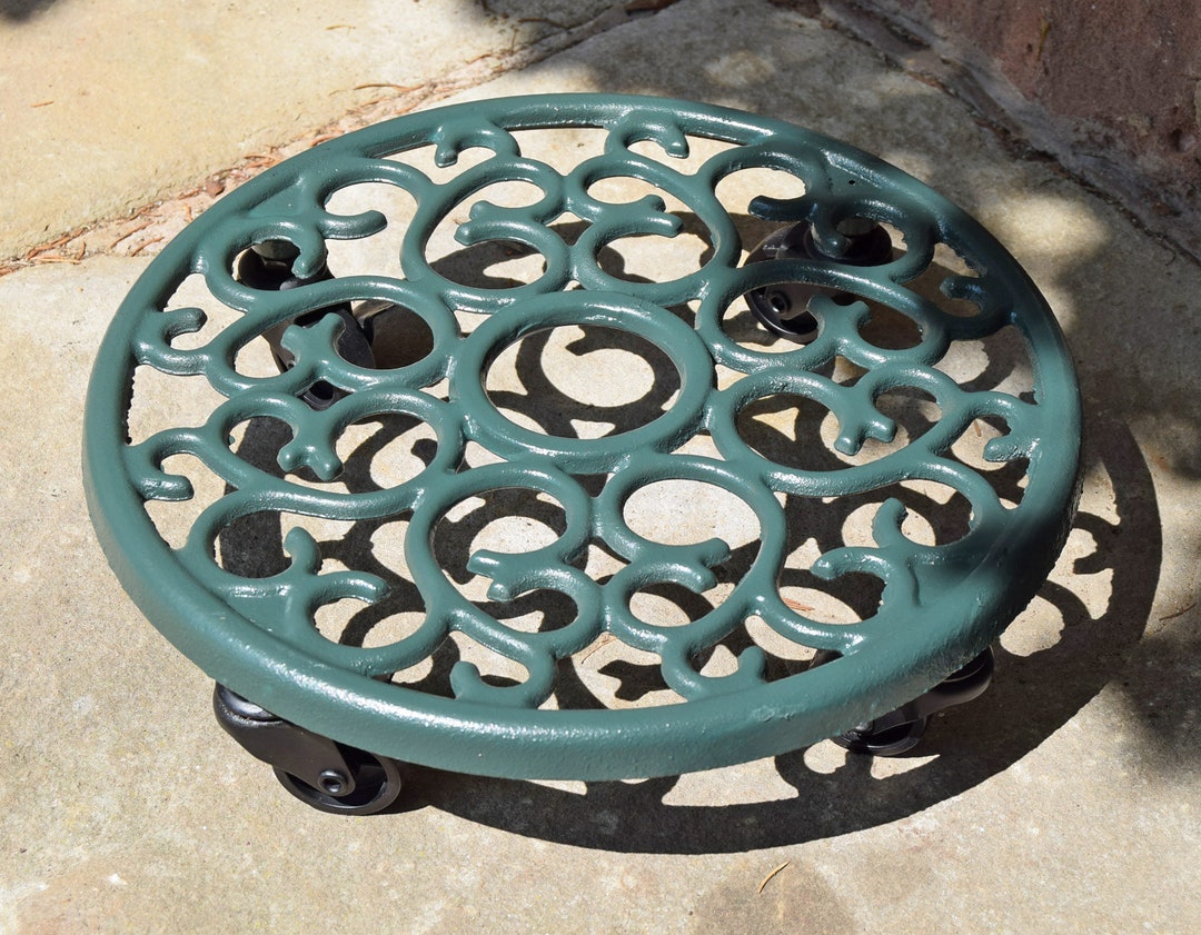 Cast Iron Plant Pot Stand/mover on Wheels Etsy