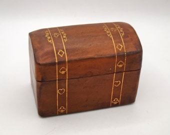Vintage Italian Leather Playing Card Box - Mid-Century Florentine Gilt Leather