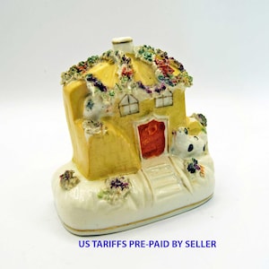Staffordshire Flatback Pottery Pastille Brenner c1840.  Seltener Vorbrandschaden auf der Rückseite.