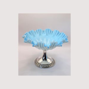 Edwardian WMF Blue Milk Glass Silver Plated Fruit Bowl Centrepiece c1910