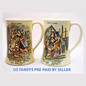 Para rzadkich zabytkowych kufli „Cries of London” firmy Crown Devon Fieldings z ok. 1940 r.