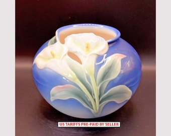 Large FRANZ Porcelain Arum Lily Bulbous Flower Vase Reg: XP1887 6" Tall