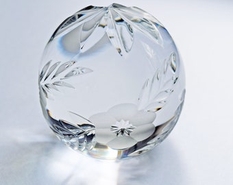 Tutbury Glass Paperweight. Lead Crystal. Mouth Blown. Hand Cut. Signed