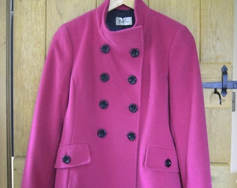 Precis Magenta Pink Cashmere/Wool Blend Double Breasted Vintage Coat Jacket 8-10 (UK)